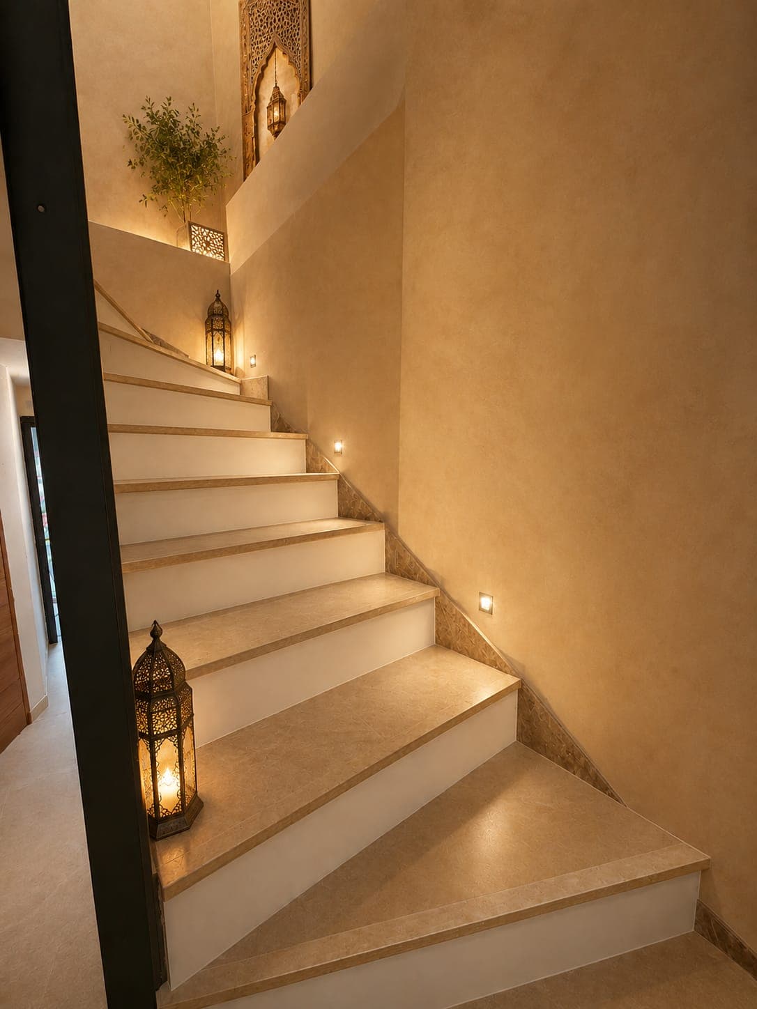 Escalier et décoration orientale du salon